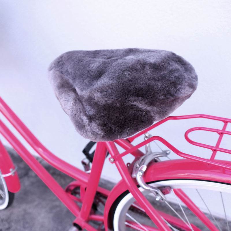Flint Grey Bicycle Seat Cover - Made From 100% Genuine Australian Merino Sheepskin