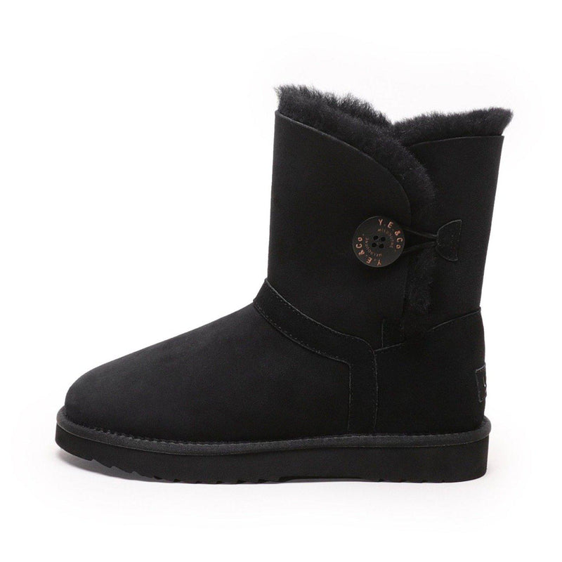 Hope - Classic Button Women's UGG Boot - Premium Australian Merino Sheepskin-Footwear-Y.E. & CO-BLACK-6-Yellow Earth Australia