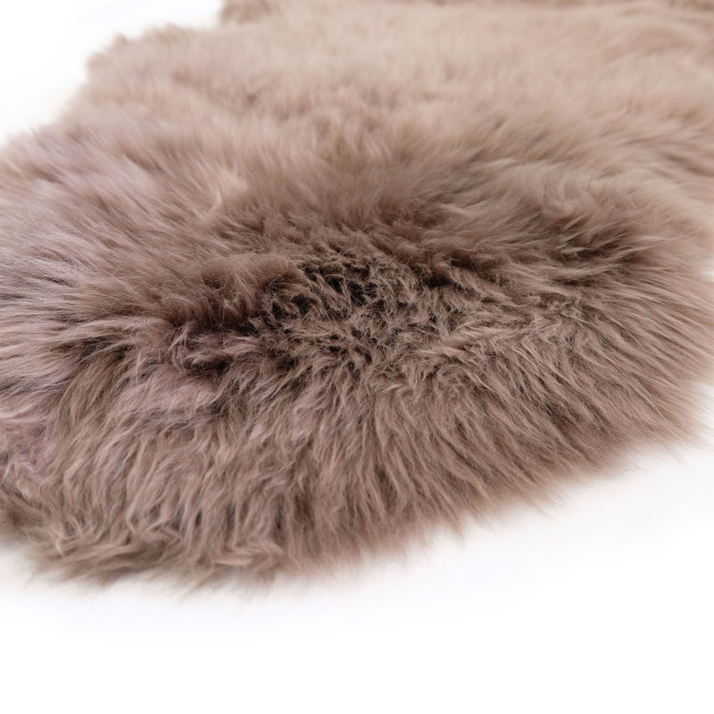 Taupe - Double Length (180 x 65cm) - Long Wool Sheepskin Rug - Australian Merino Sheepskin