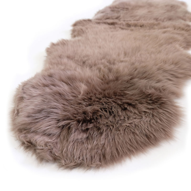 Taupe - Super Double Length (210-220x65cm) - Long Wool Sheepskin Rug - Australian Merino Sheepskin
