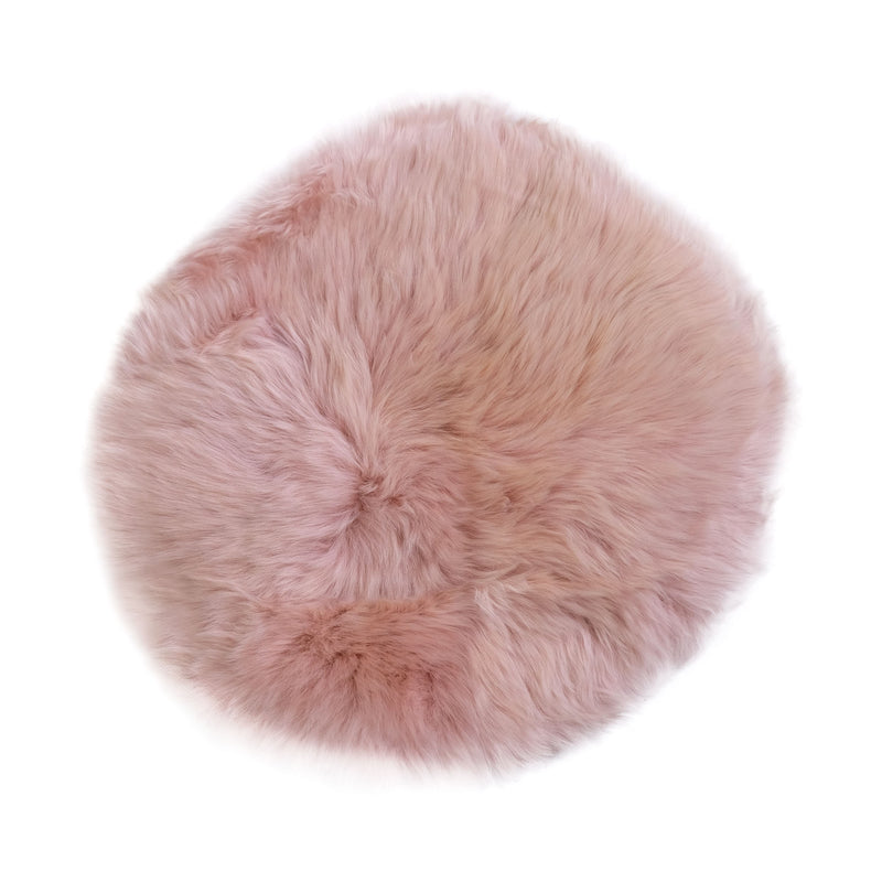 Round Chair Mat Long Wool - Pink - 37cm Diameter - Australian Merino Sheepskin