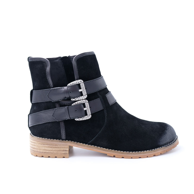 Tyler - Stylish Fashion Sheepskin Boot with Straps and Zip - Genuine Australian Sheepskin
