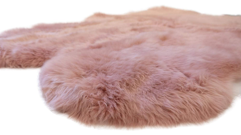 Dust Pink - Quad Sized (180 x 110cm) - Long Wool Sheepskin Rug - Australian Merino Sheepskin