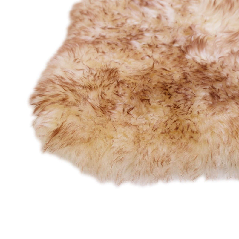 White/Brown Tip - XXL - Long Wool Sheepskin Rug - Australian Merino Sheepskin