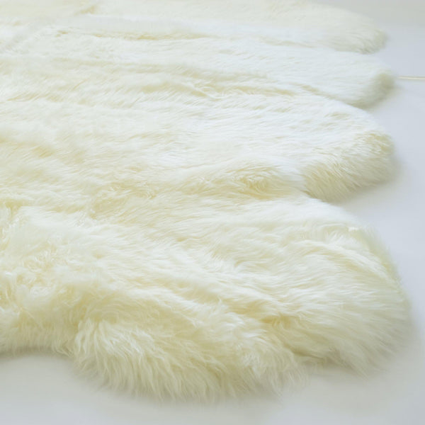 Ivory - Octo Sized (180x180cm) - Long Wool Sheepskin Rug - Australian Merino Sheepskin
